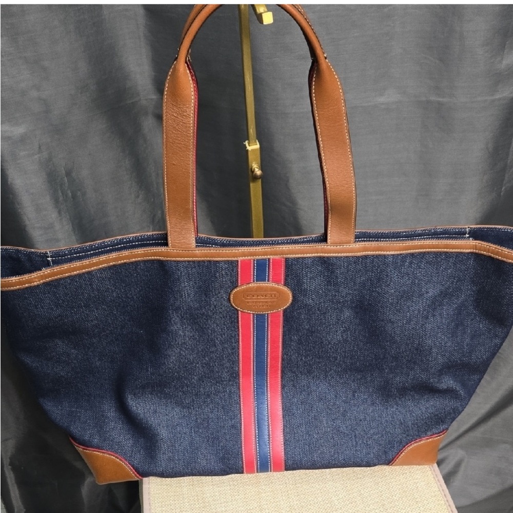 Coach Denim Weekender Tote Bag Cherry Coke lining Vintage Y2K C04K-5436 RARE - Picture 14 of 16